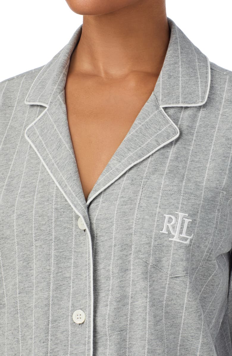 Lauren Ralph Lauren Knit Crop Cotton Pajamas, Alternate, color, Greystone