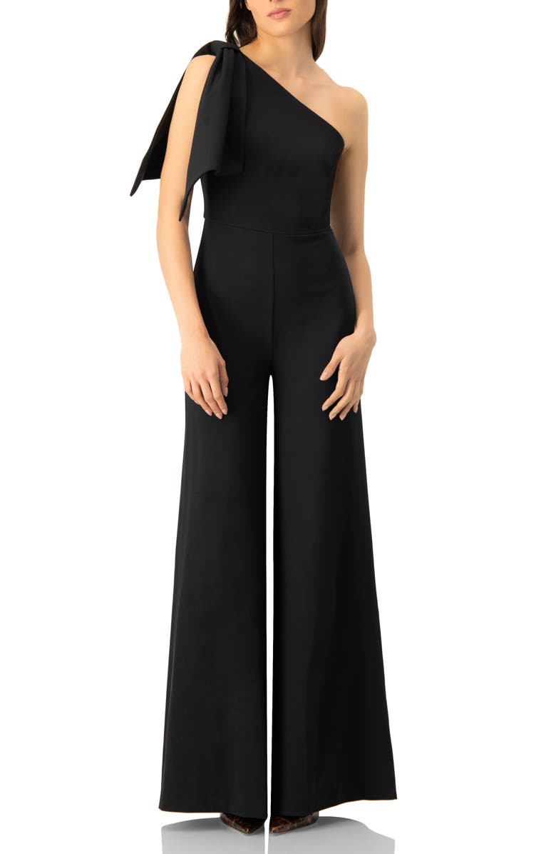 IVONNE One-Shoulder Wide-Leg Jumpsuit, Main, color, Black