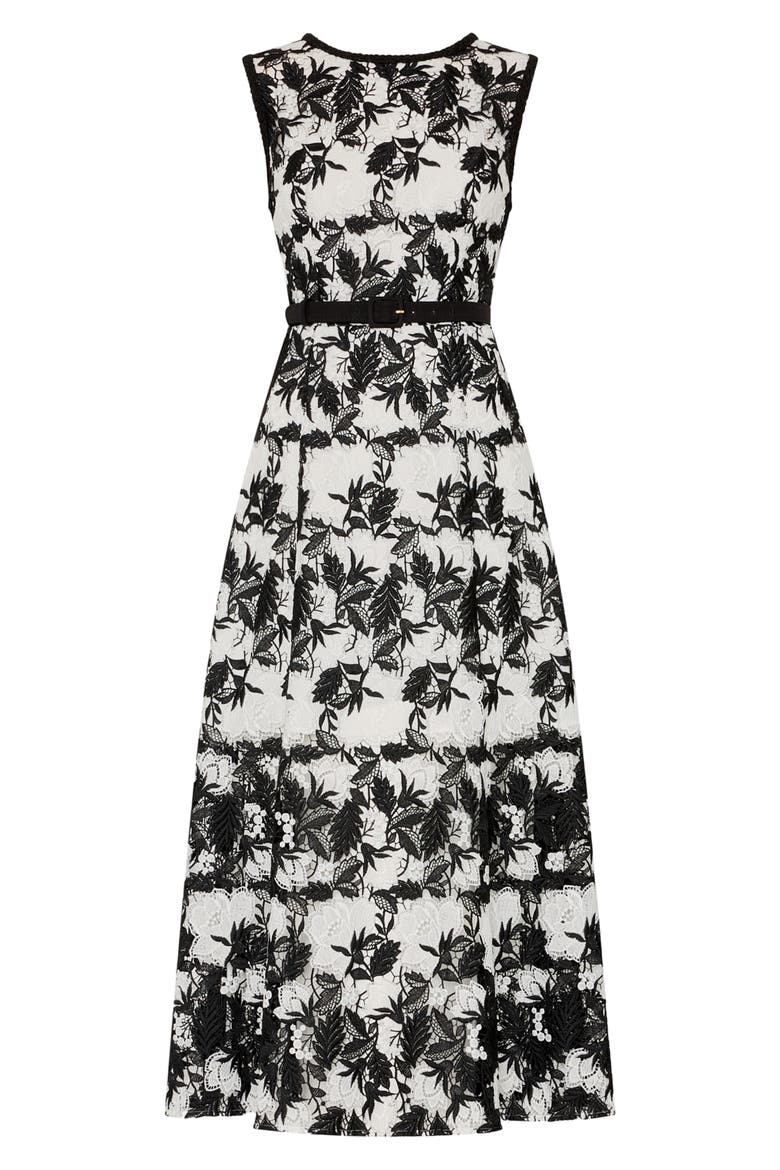 Paloma Two Tone Lace Sleeveless Maxi Dress, Alternate, color, BLACK/ WHITE