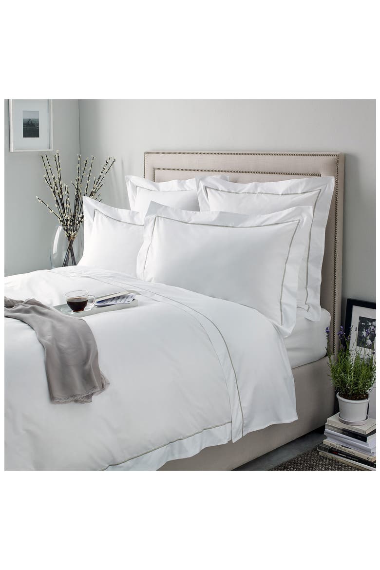 Luxury Savoy Oxford Sham, Alternate, color, WHITE/ SILVER