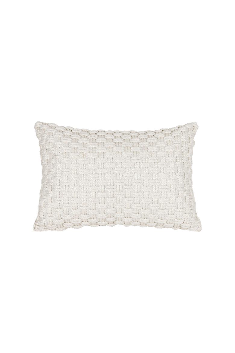 Knotted Filled Lumbar Pillow, 16" x 24" White, Main, color, White