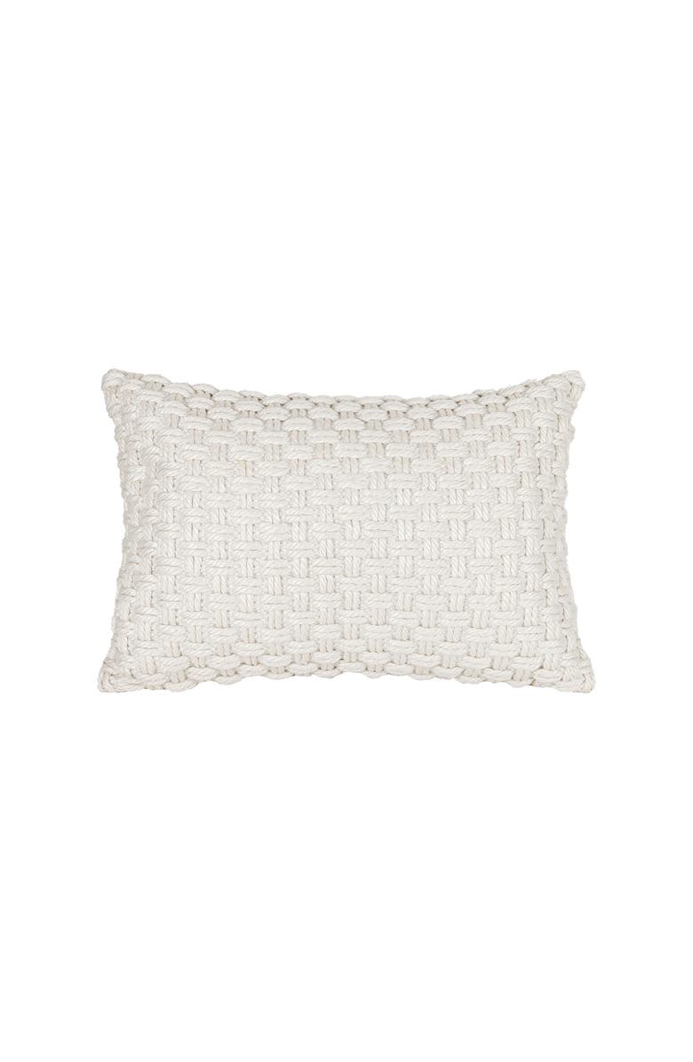 Foreside Home and Garden Knotted Filled Lumbar Pillow, 16" x 24" White, Main, color, White