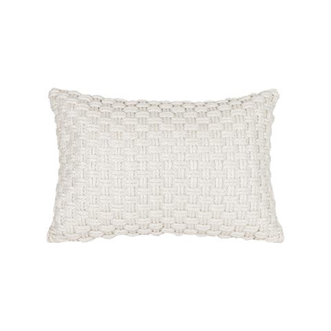 Knotted Filled Lumbar Pillow, 16" x 24" White