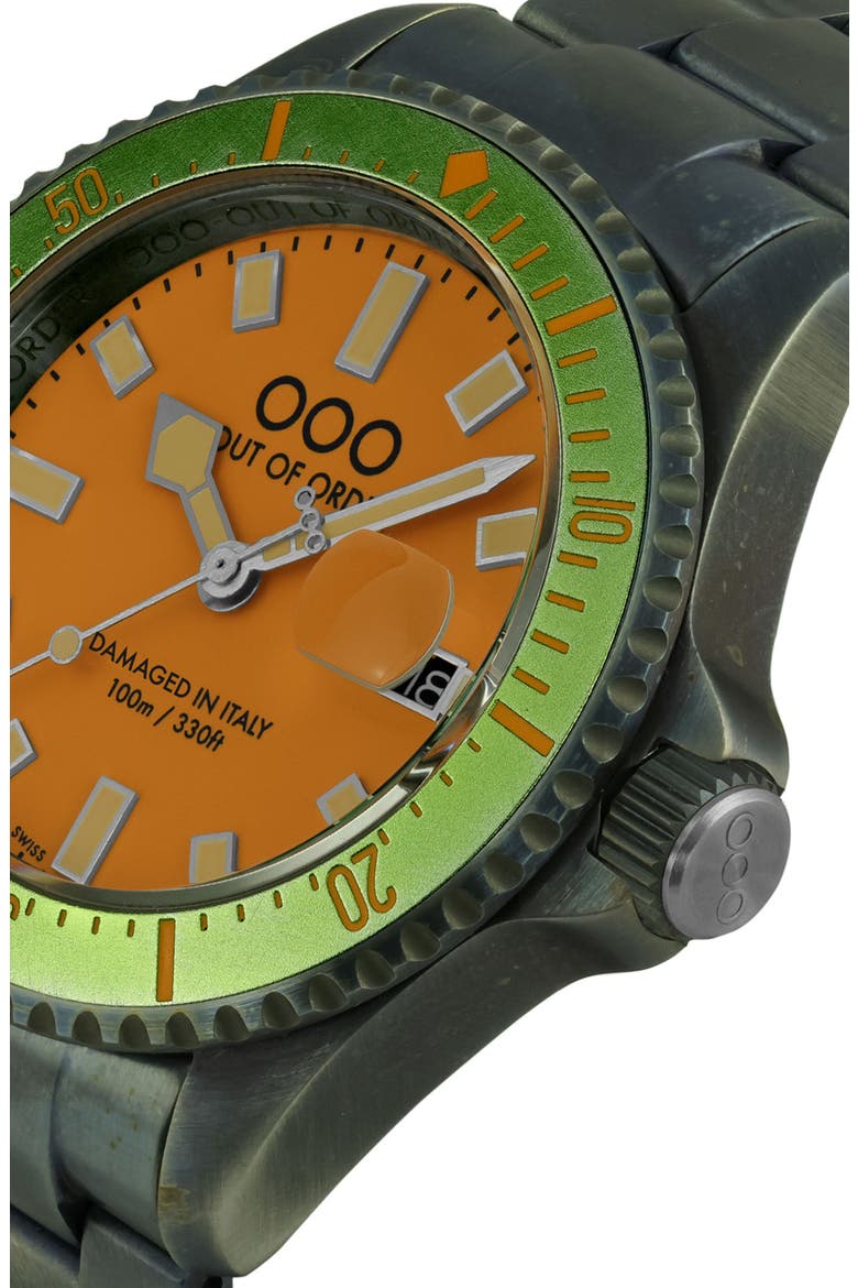 Casanova Bracelet Watch, 44mm, Alternate, color, ORANGE AND GREEN