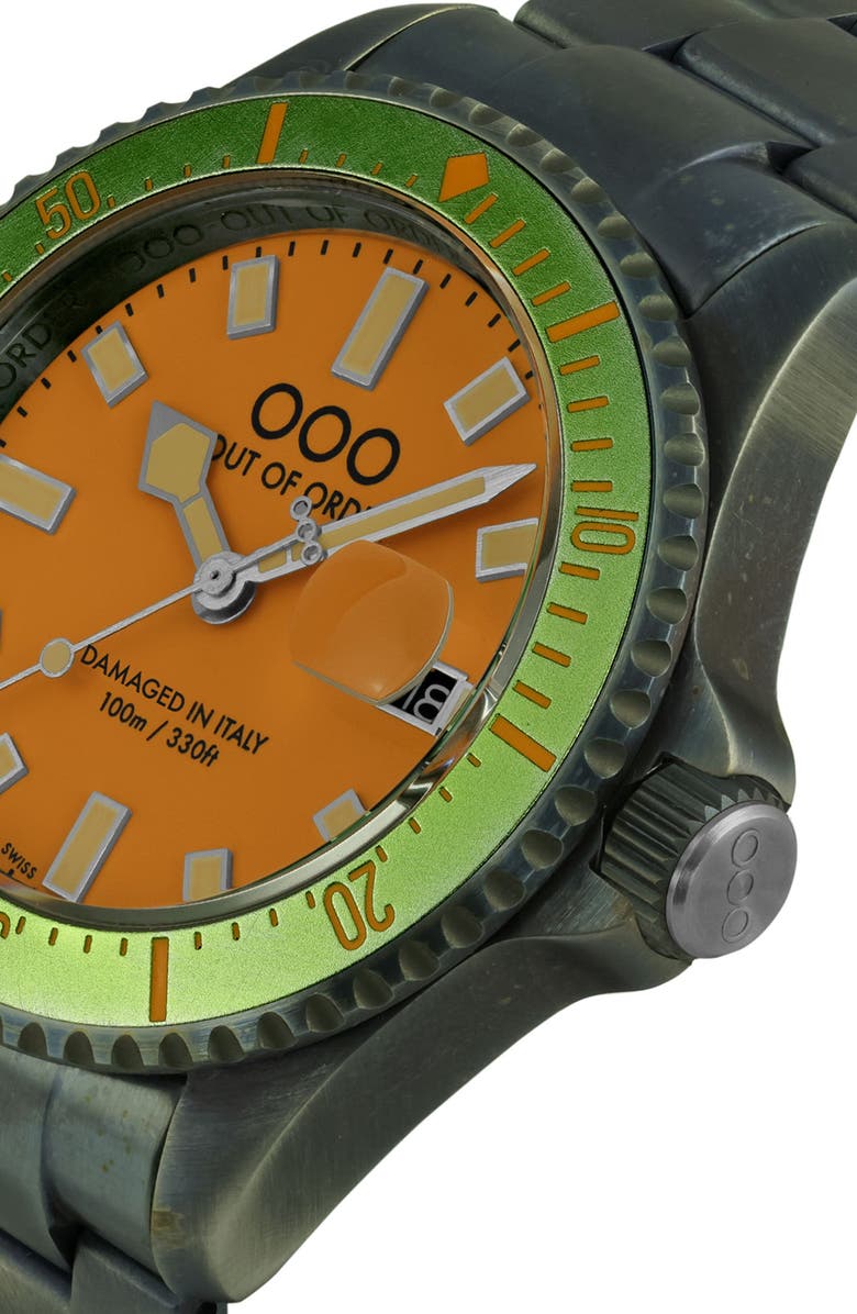 OUT OF ORDER Casanova Bracelet Watch, 44mm, Alternate, color, Orange And Green