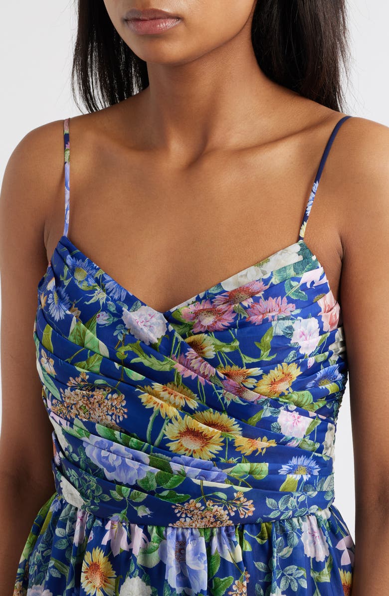 Tahari ASL Floral Silky Organza Cocktail Dress, Alternate, color, Navy Floral