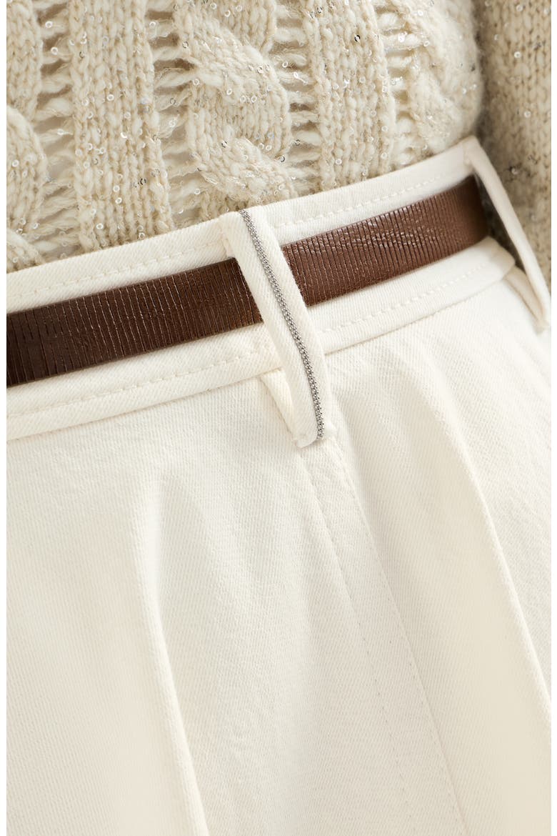 Dyed cotton and wool wrinkled denim full skirt with monili, Alternate, color, Panama