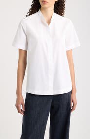 BOSS Boceta Band Collar Short Sleeve Cotton Shirt