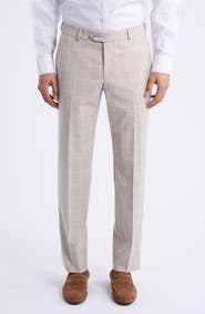 Berle Windowpane Check Wool Dress Pants
