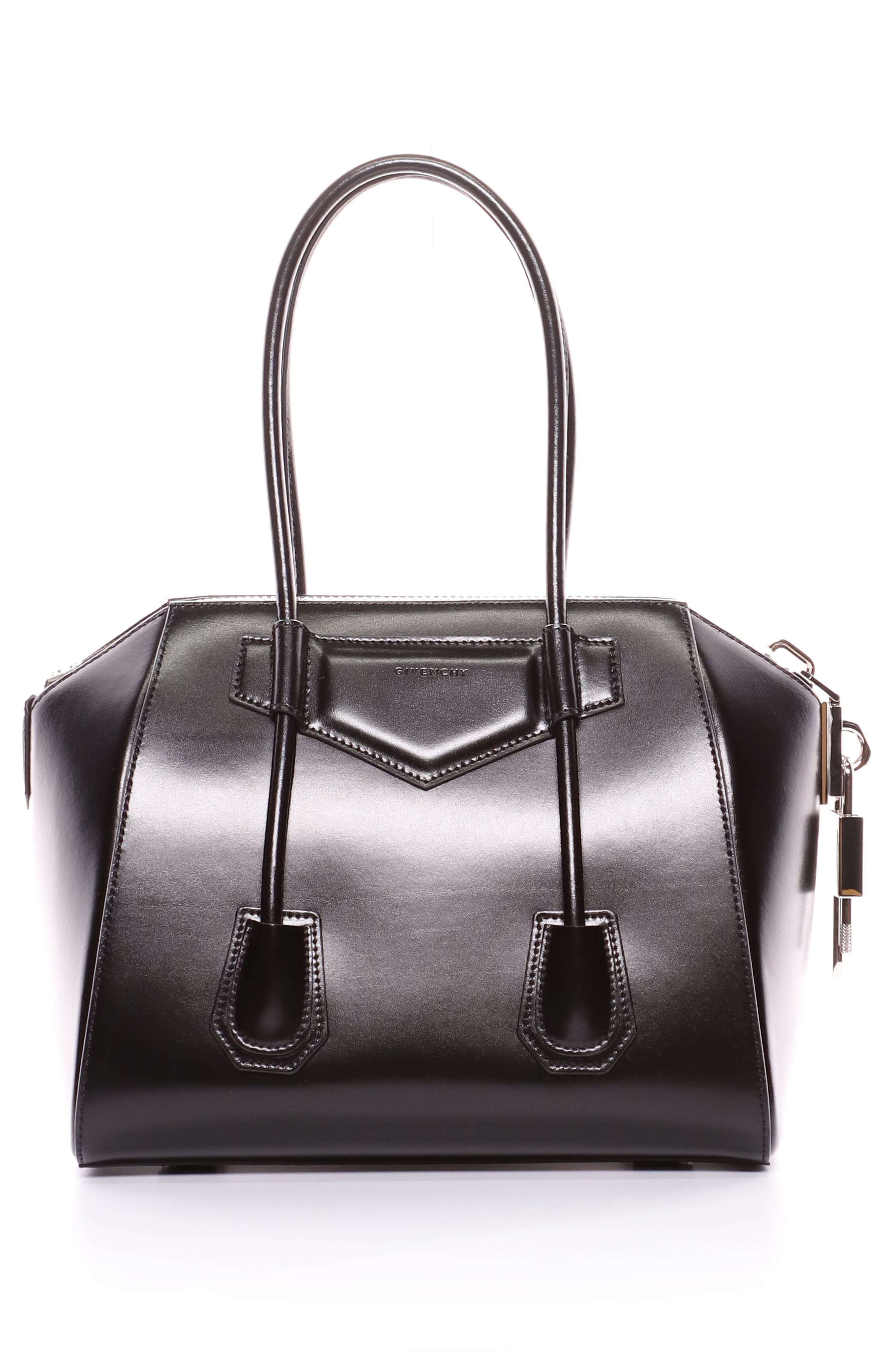 Givenchy Small Antigona Lock Leather Satchel, Alternate, color, 