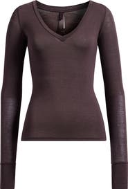 SKIMS Long Sleeve V-Neck T-Shirt