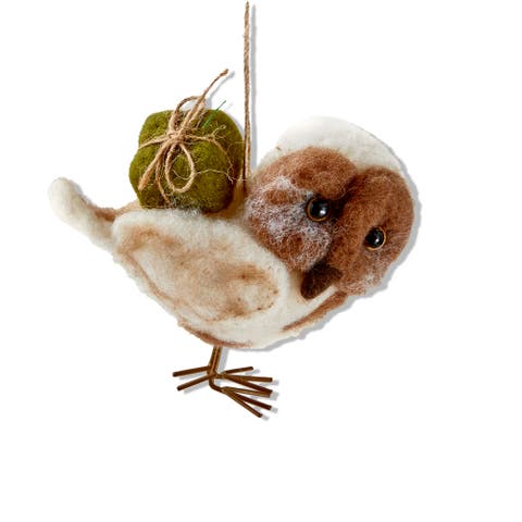 Multicolor Owl Christmas Ornament Wool Tree Decoration