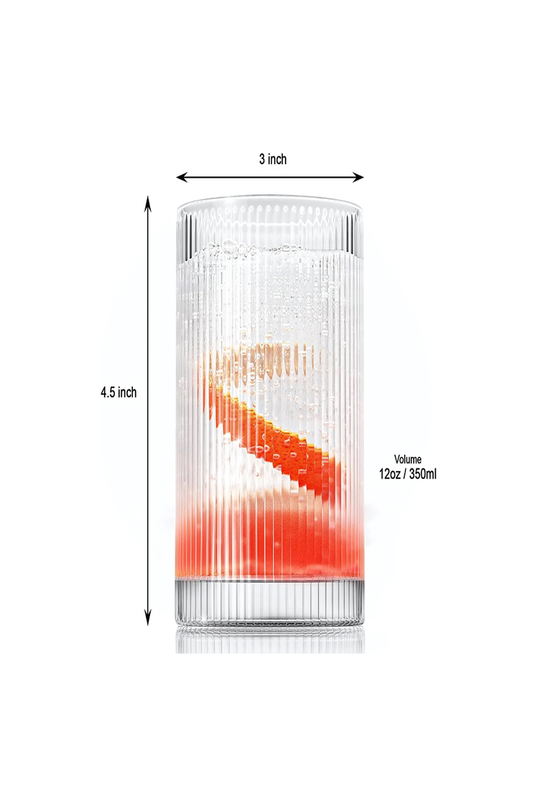 Vintage Straight Line Tumbler - 12oz - Set of 4, Alternate, color, Clear