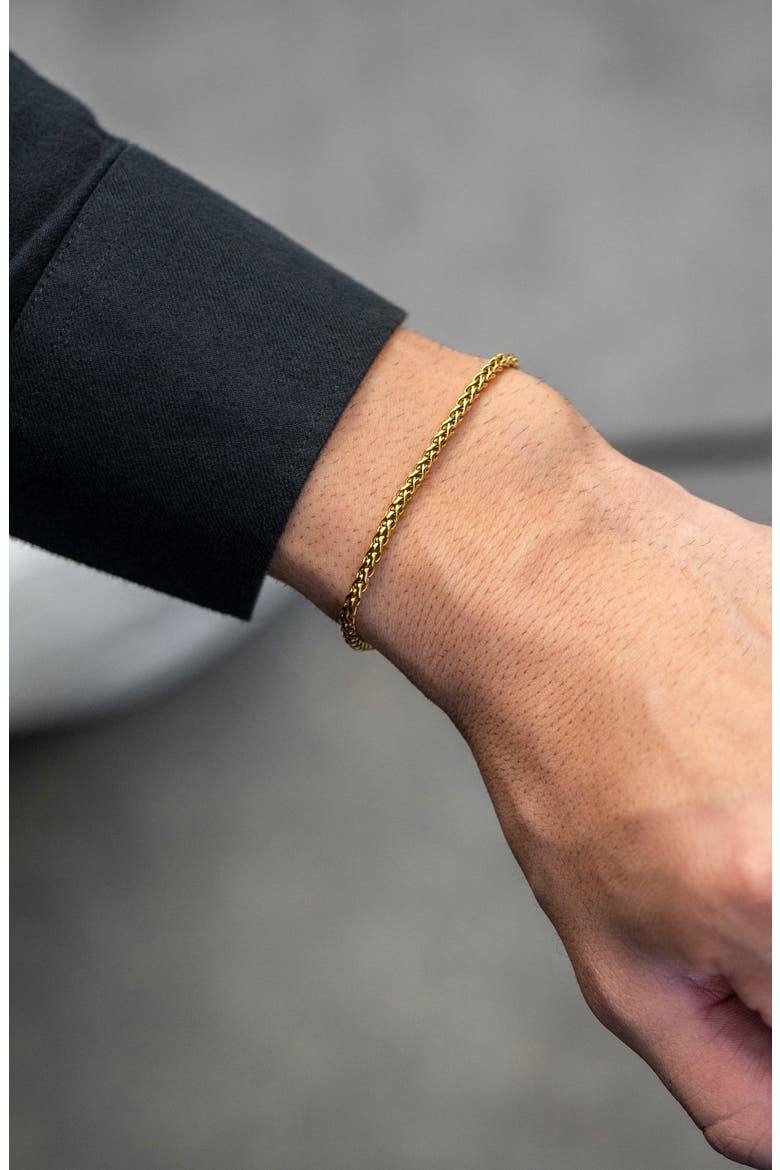 Men's Wheat Chain Bracelet, Alternate, color, GOLD