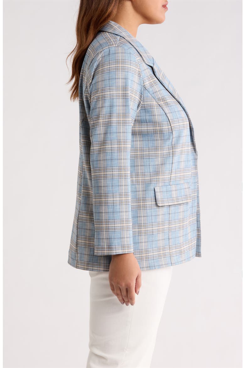 Plaid Open Front Boyfriend Blazer, Alternate, color, SHADOW BLUE MULTI