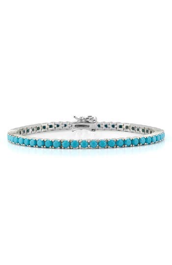 Chloe & Madison Chloe And Madison Faux Turquoise Tennis Bracelet In Silver