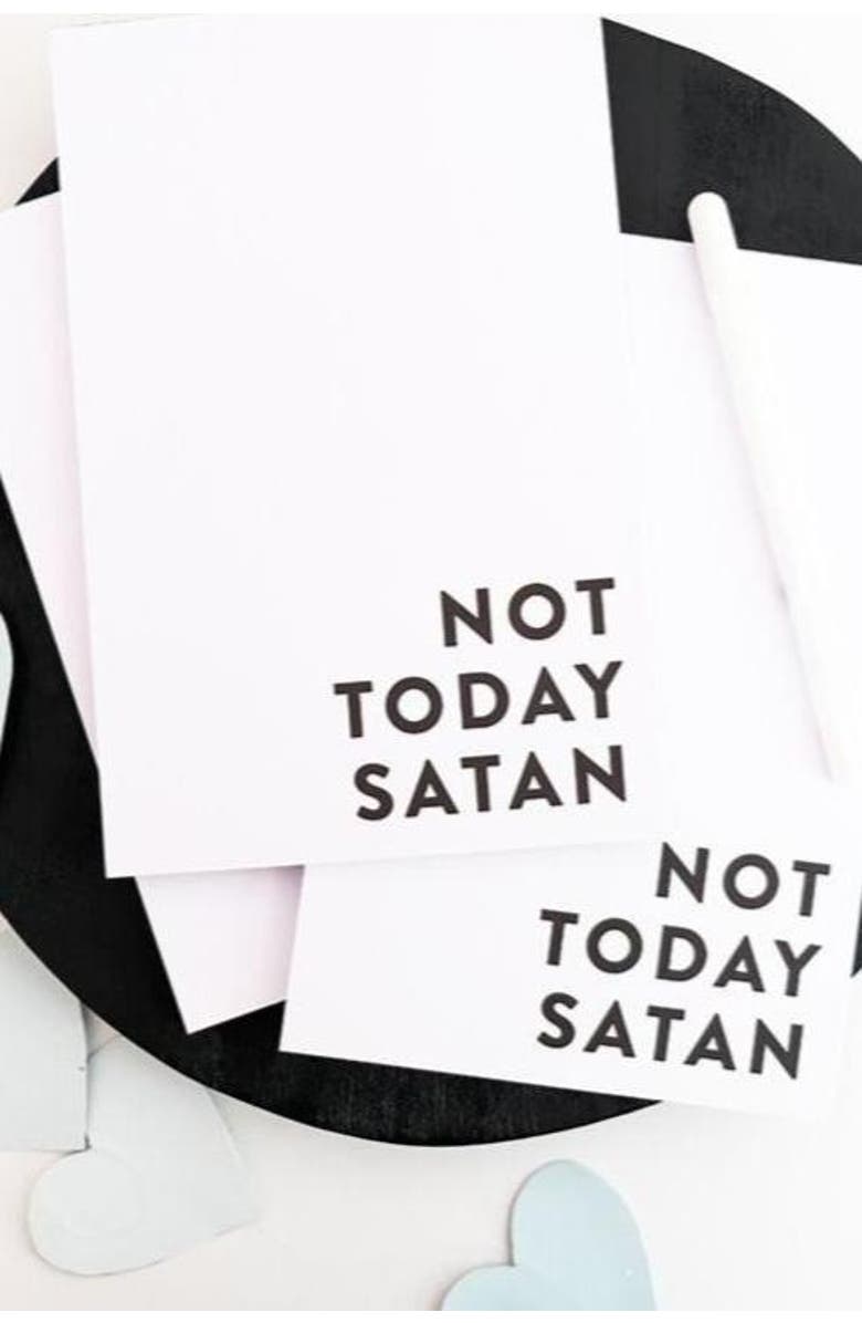 Joy Paper Co. Not Today Satan Notepad, Alternate, color, White