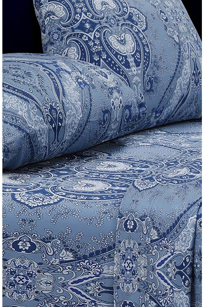 Atlantis Floral Print Cotton Sheet Set, Alternate, color, BLUE