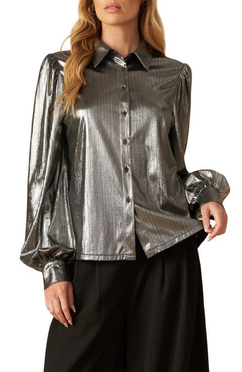 Foil Coated Button-Up Shirt