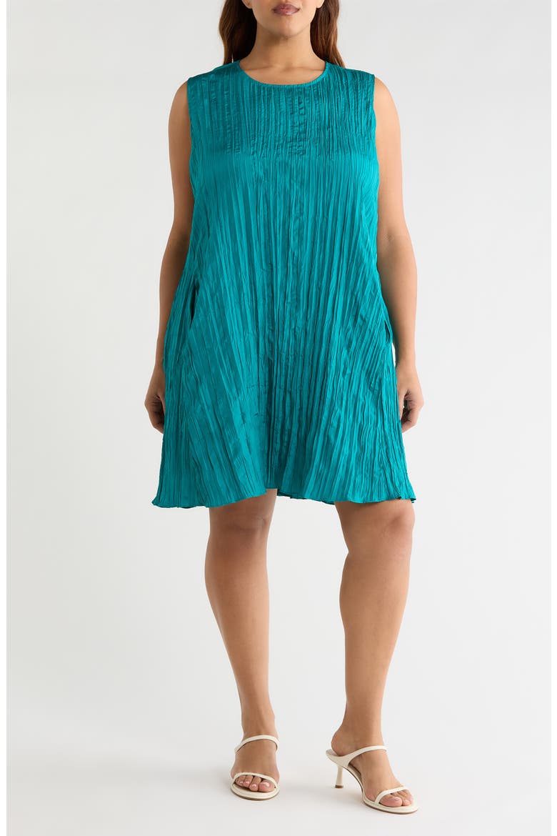 Jewel Neck Silk Dress, Main, color, TEAL