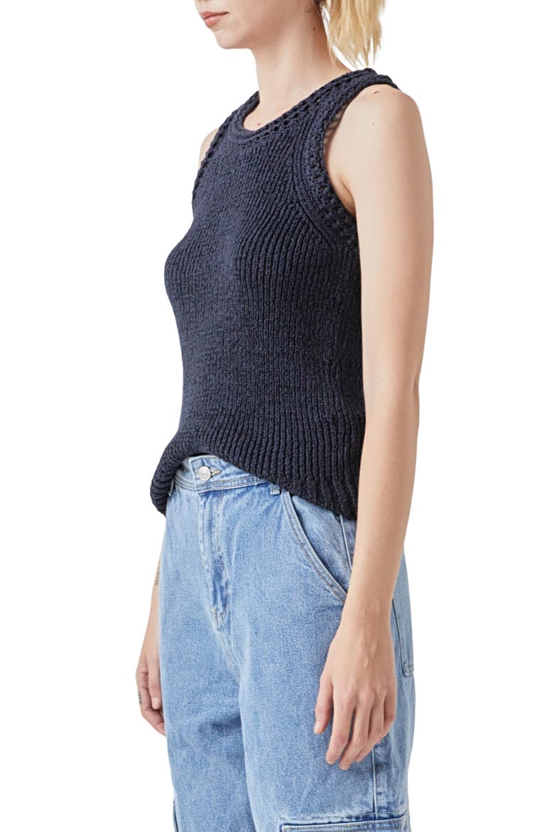 Ribbed Sleeveless Sweater, Alternate, color, NAVY