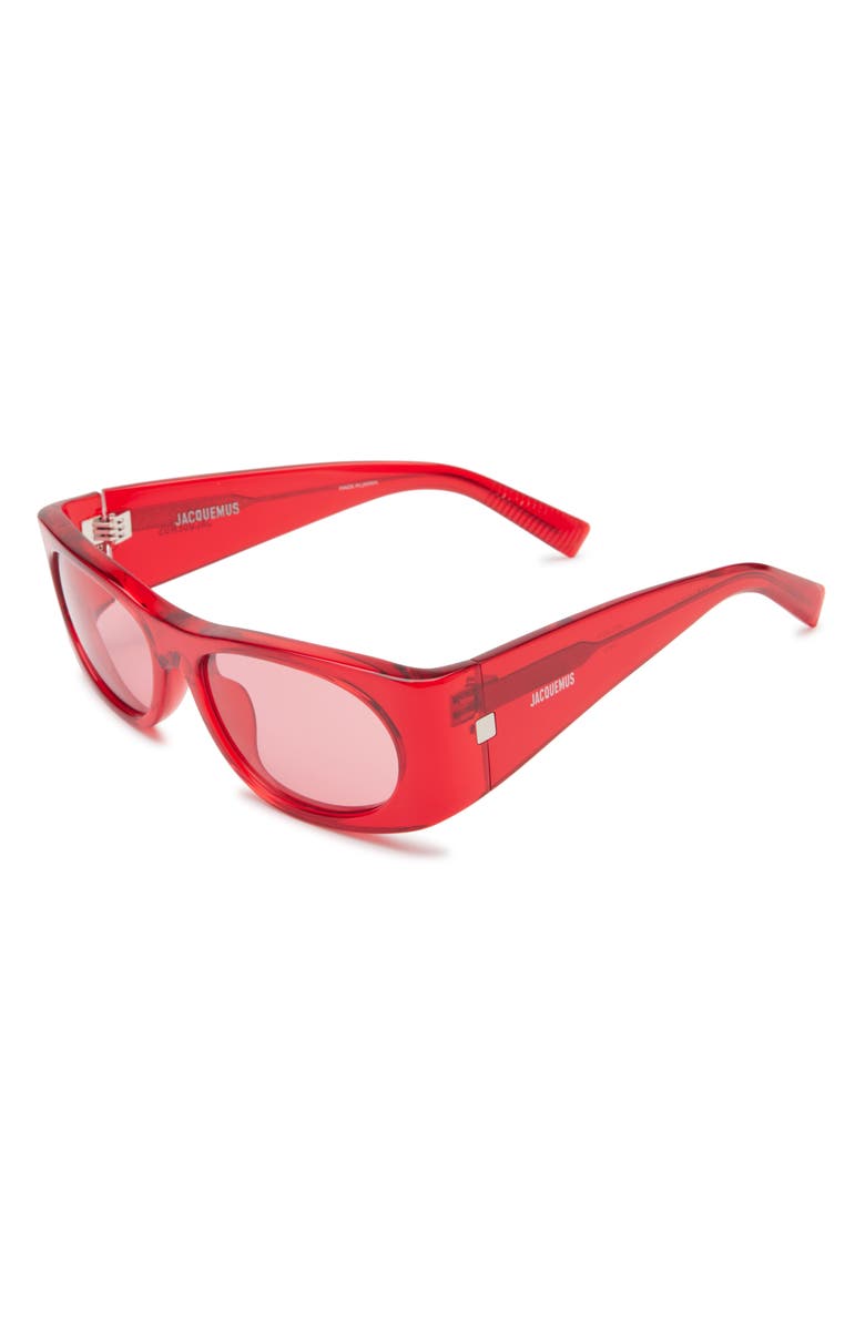Jacquemus The Pilota Sunglasses, Alternate, color, Cherry/ Silver/ Cherry