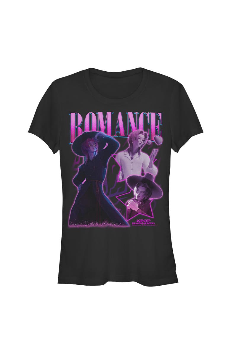 KPop Demon Hunters Junior's KPop Demon Hunters Romance Saja Collage  Graphic T-Shirt, Main, color, Black