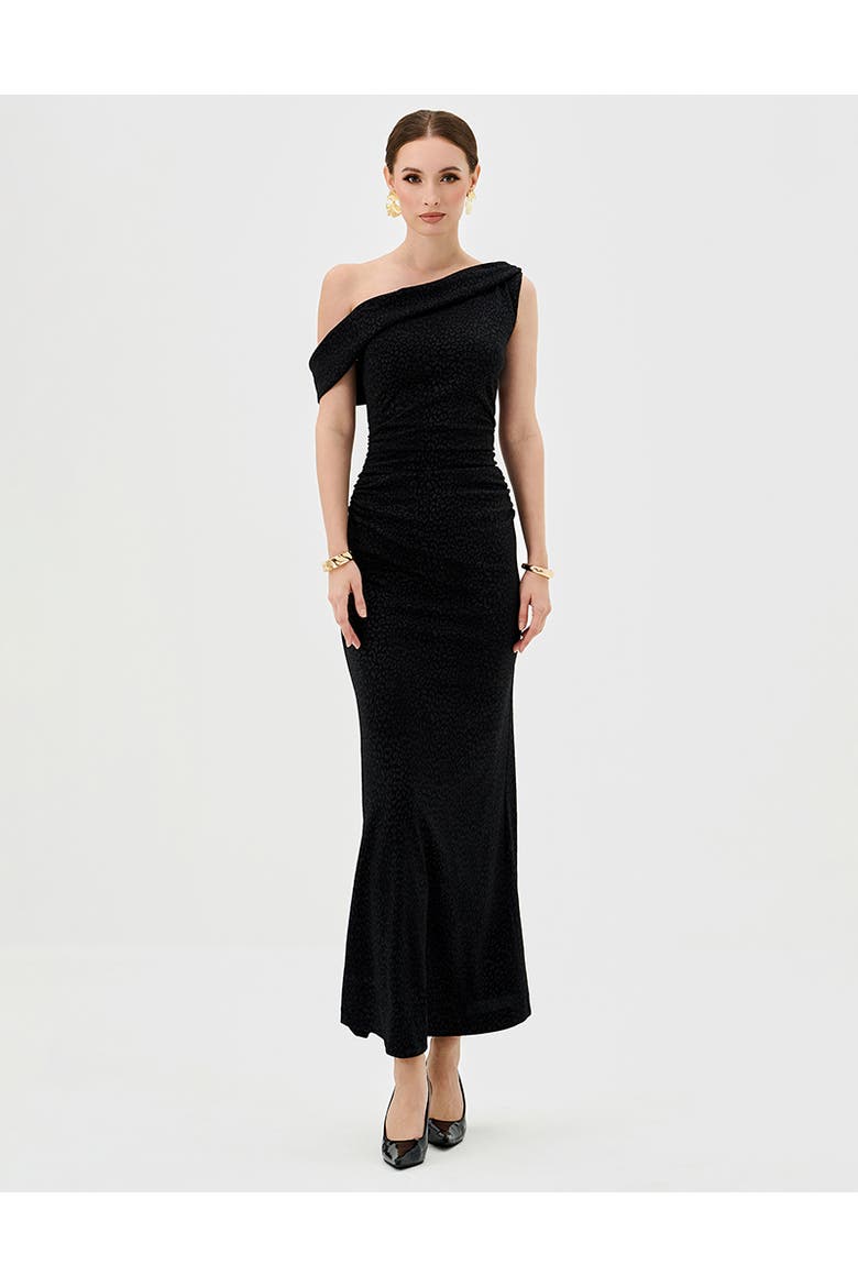 Thaliah Drape Off Shoulder Maxi, Alternate, color, BLACK