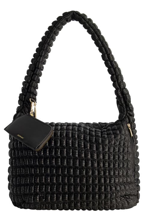 Large Bubble Hobo Leather Shoulder Bag