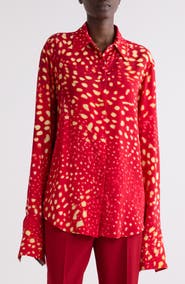Dries Van Noten Celina Orchid Spot Snap-Up Shirt