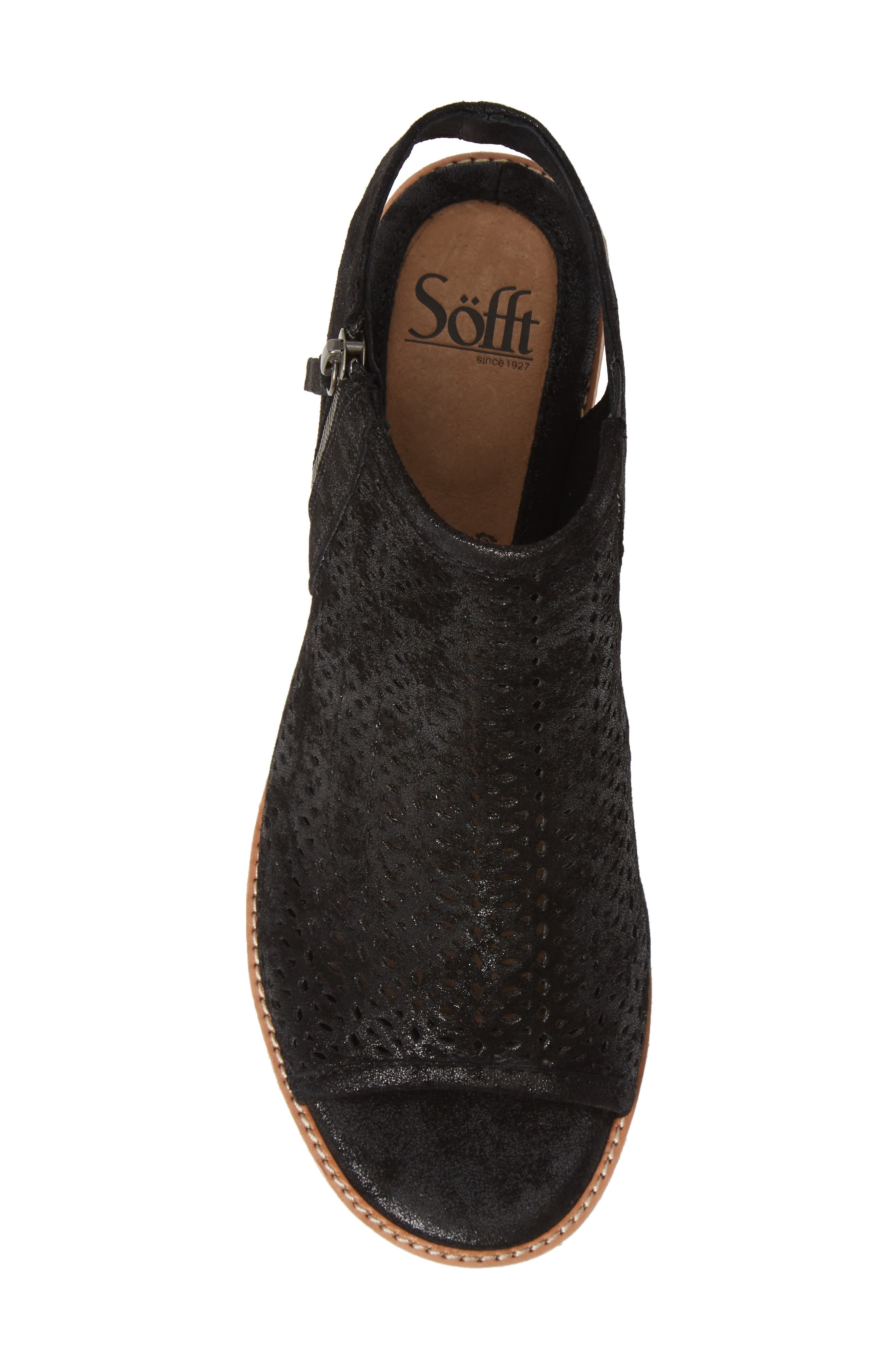 Natesa Perforated Sandal, Alternate, color, BLACK SUEDE