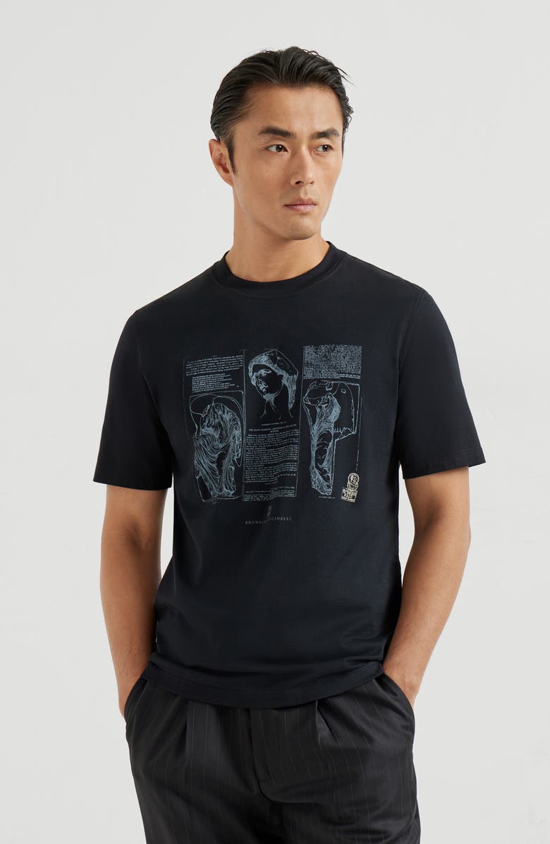 Brunello Cucinelli Jersey T-shirt, Alternate, color, Black