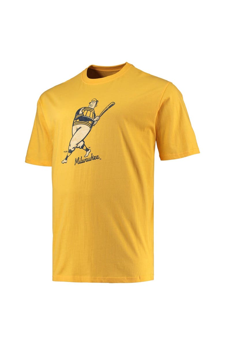 PROFILE Men's Profile Gold Milwaukee Brewers Big & Tall Hometown Paint The Black T-Shirt, Alternate, color,