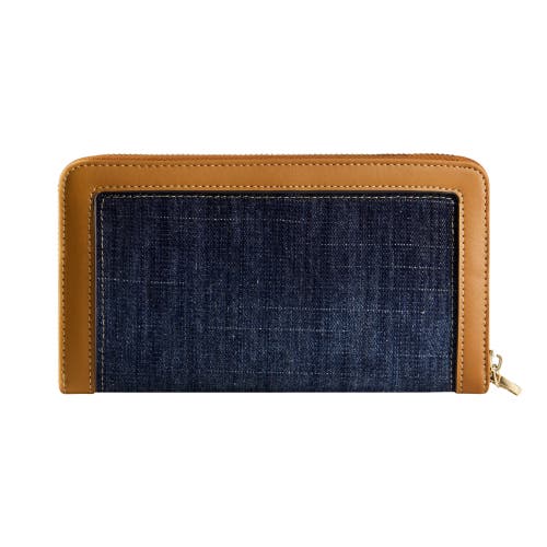 True Religion Buddha Patch Zip Around Wristlet In Blue