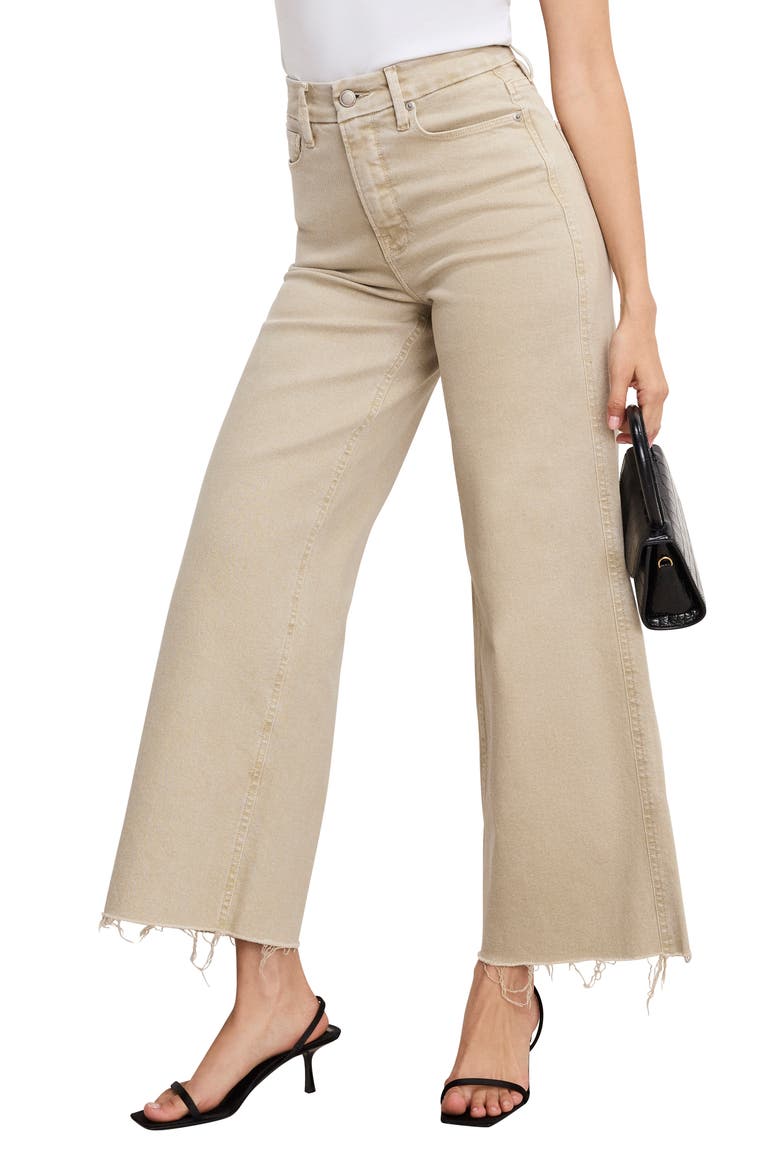 Good Skate Raw Hem Ankle Wide Leg Jeans, Main, color, DUNE001
