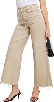 Good American Good Skate Raw Hem Ankle Wide Leg Jeans