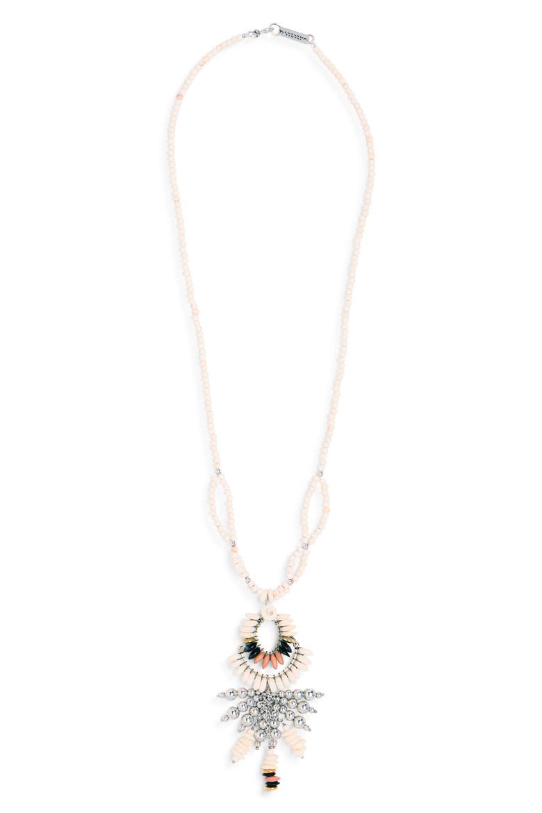 Beaded Necklace, Main, color, ECRU/ SILVER