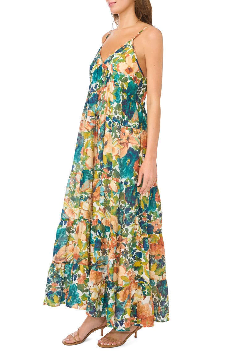 Sleeveless Tiered Maxi Dress, Alternate, color, BLUE MULTI
