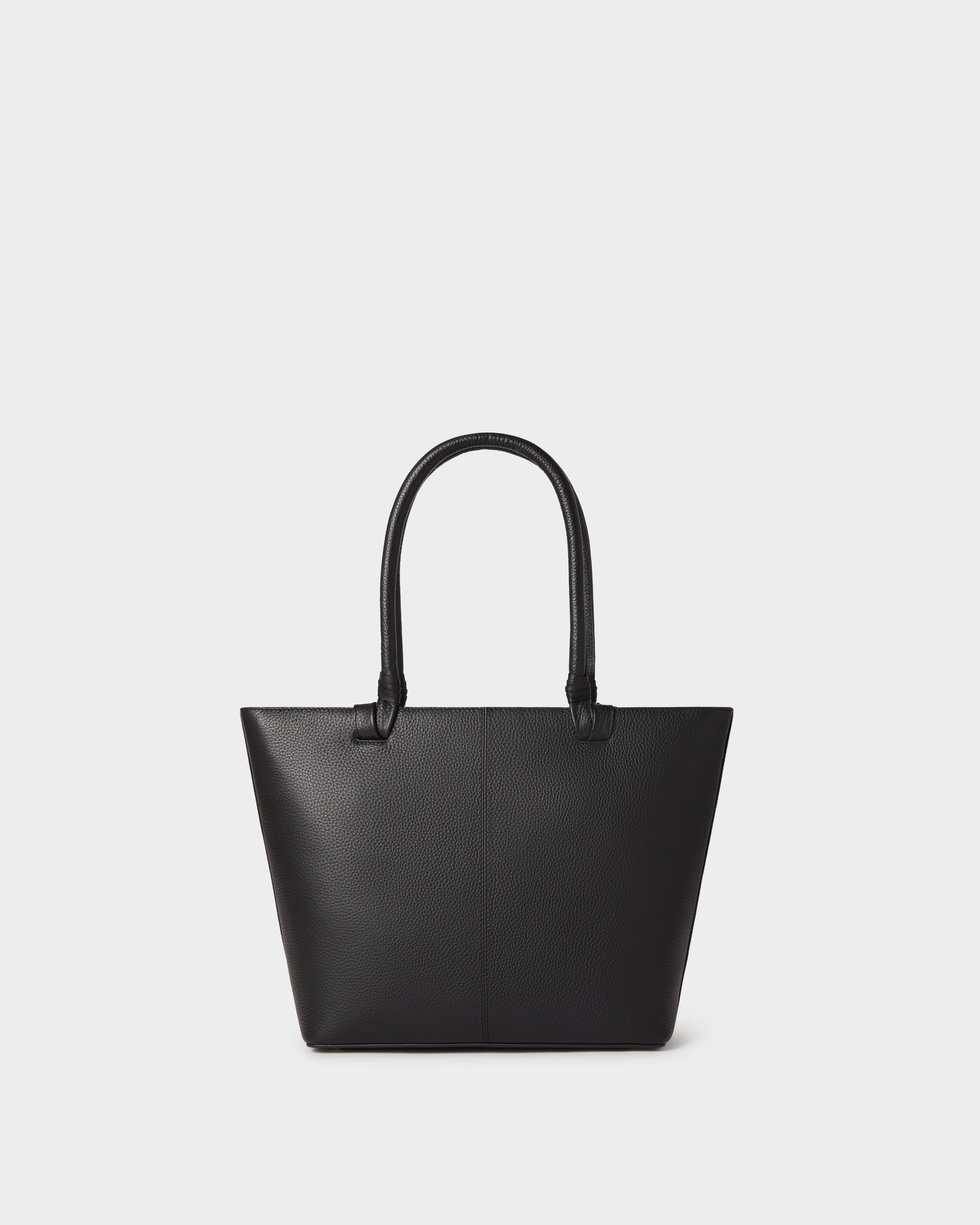 The Collier Leather Tote Bag, Alternate, color, Black