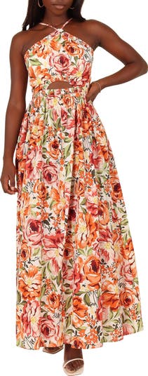 Petal Pup Madeira Cutout Halter Neck Maxi Sundress Nordstrom