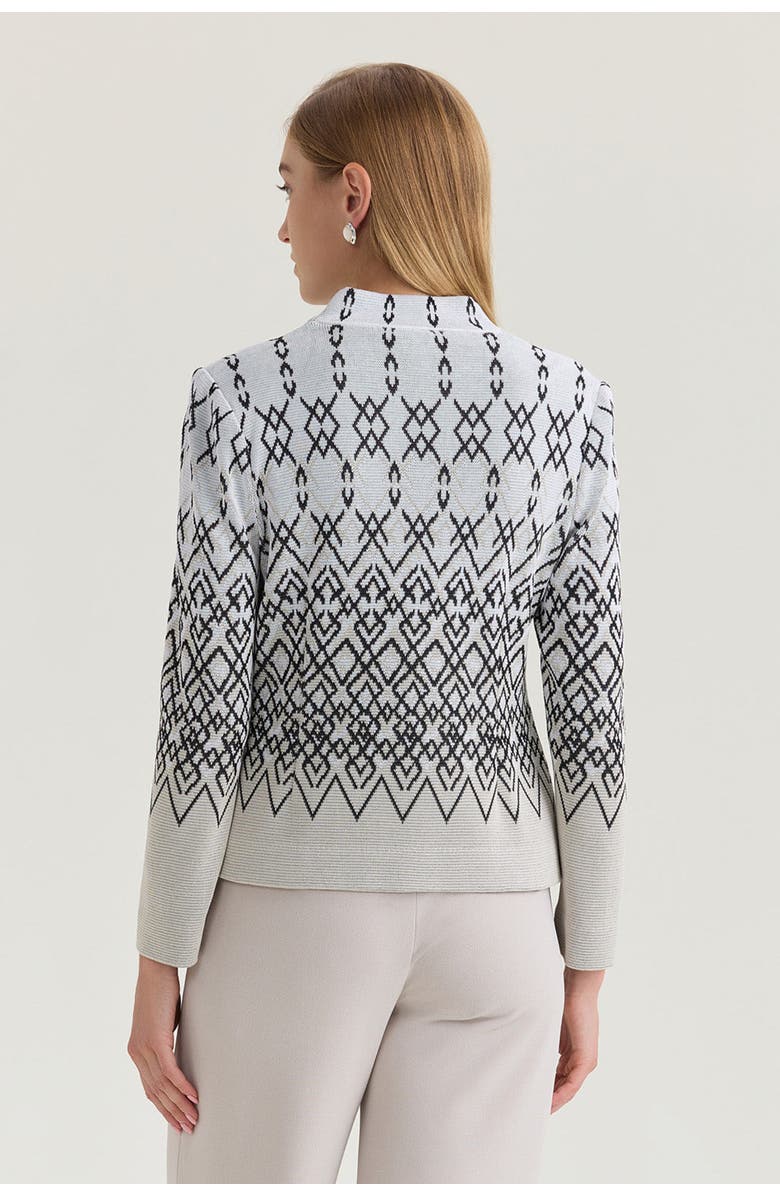 Ming Wang Tailored Diamond Jacquard Knit Jacket, Alternate, color, Limestone/Black/White