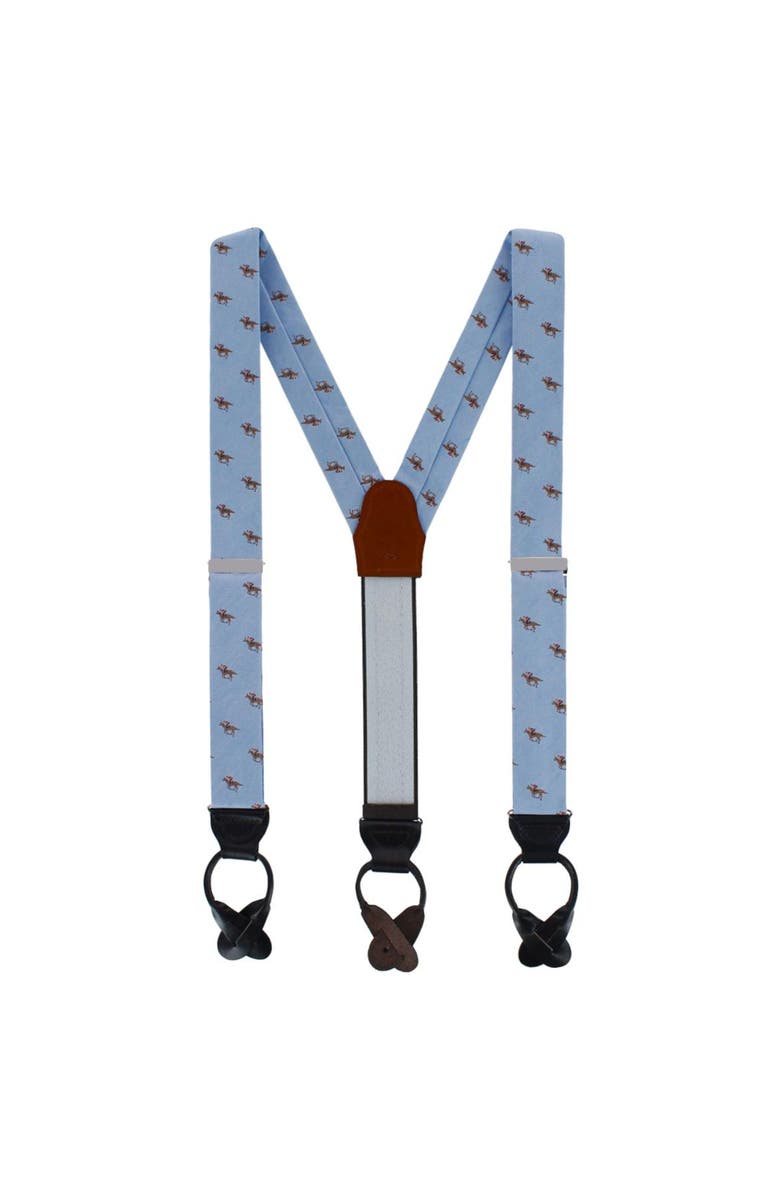 Trafalgar Down The Stretch Racehorse Linen Blend Suspenders (Braces) & Bow Tie Bundle, Alternate, color, Light Blue