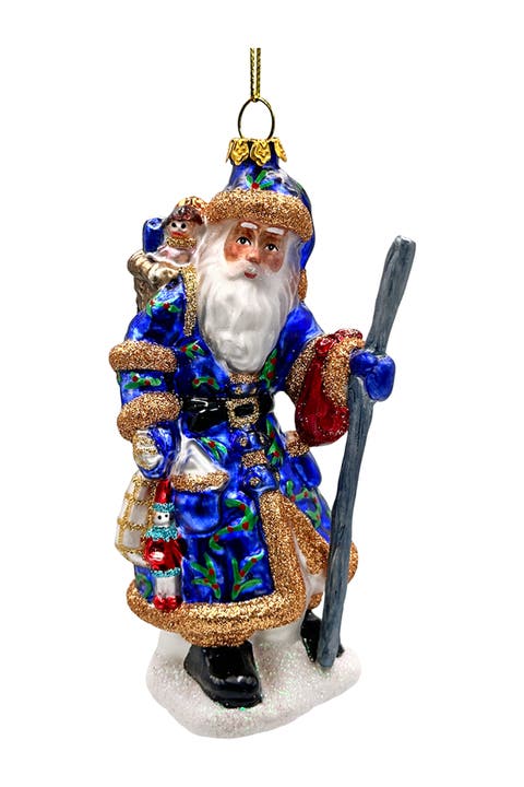 Victorian Vagabound Santa Glass Ornament