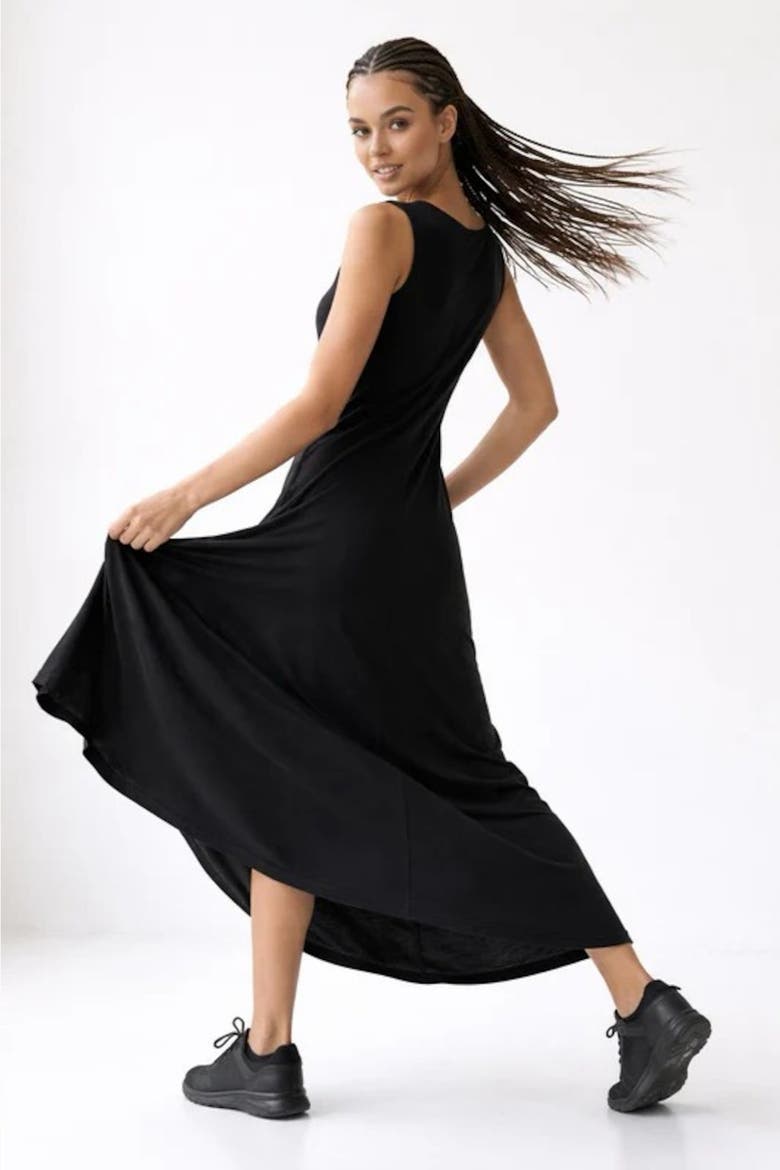 Kalie Boat Neck Modal Maxi Dress, Alternate, color, Black