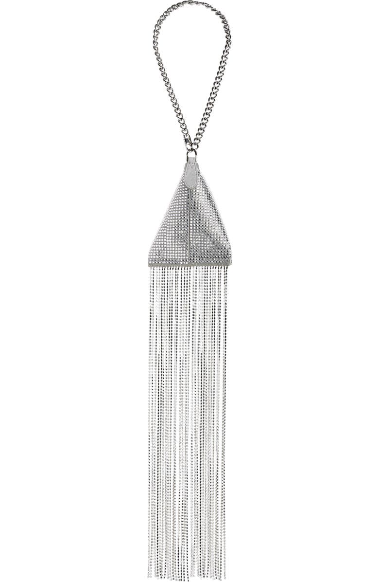 Stella McCartney Crystal Fringe Satin Triangle Pouch, Alternate, color,