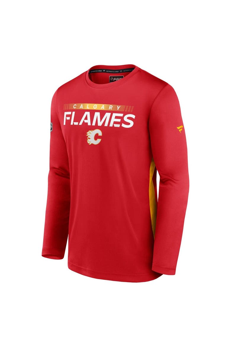 Men's Fanatics Branded Red Calgary Flames Authentic Pro Rink Performance Long Sleeve T-Shirt, Alternate, color, Red