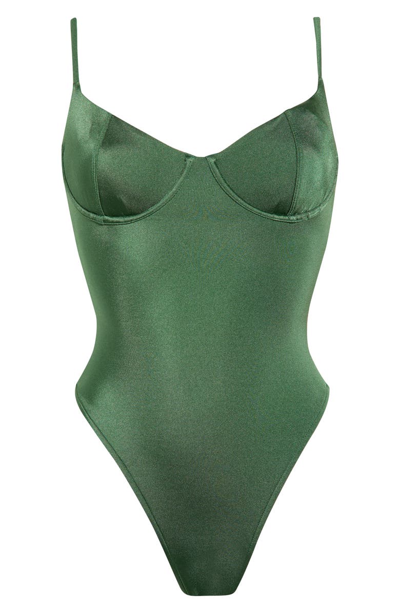 PacSun Malia Shine Underwire One-Piece Swimsuit, Alternate, color, Green