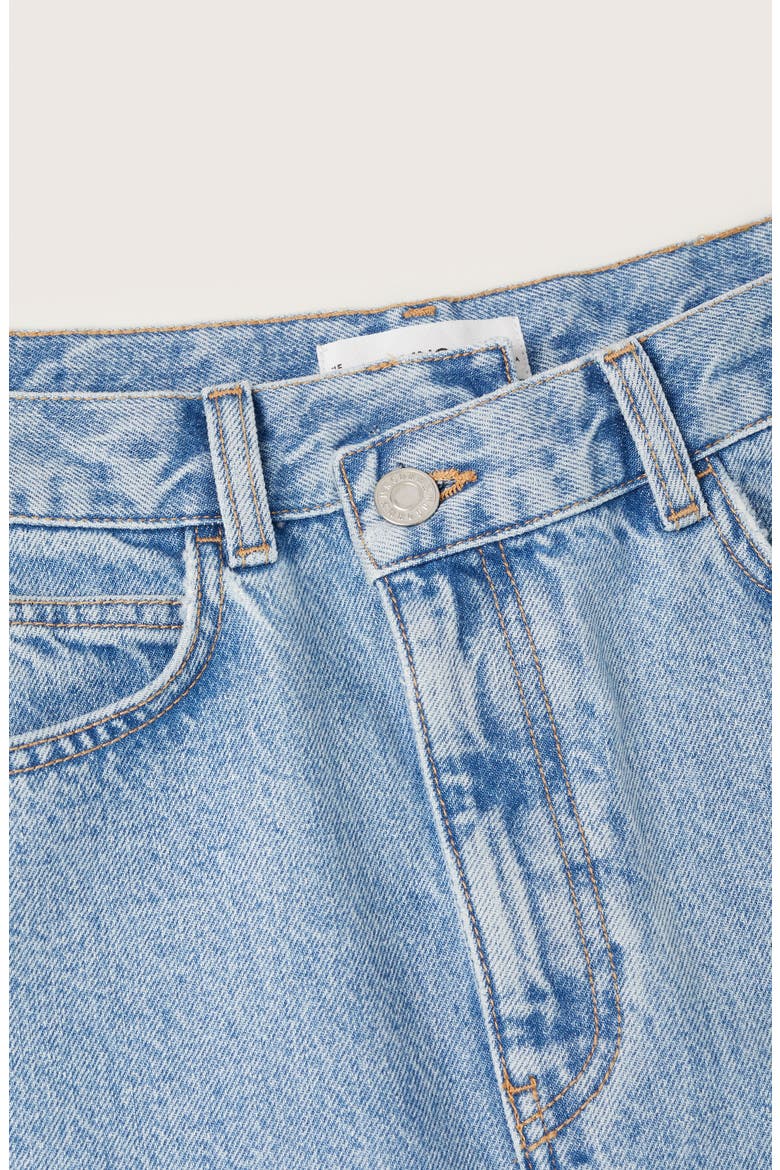 Front Slit Nonstretch Cotton Denim Skirt, Alternate, color, MEDIUM BLUE