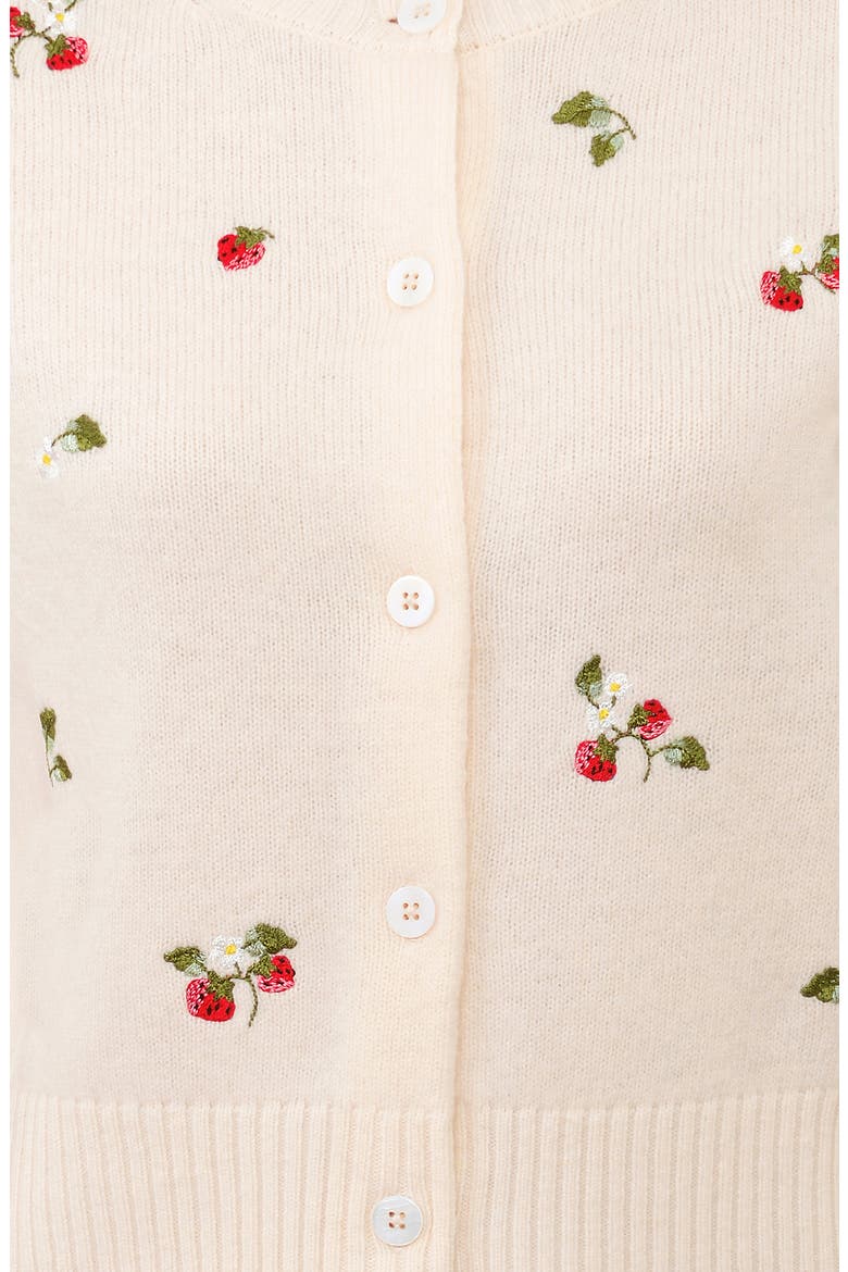 Evalina Embroidered Wool Cardigan, Alternate, color, CREAM