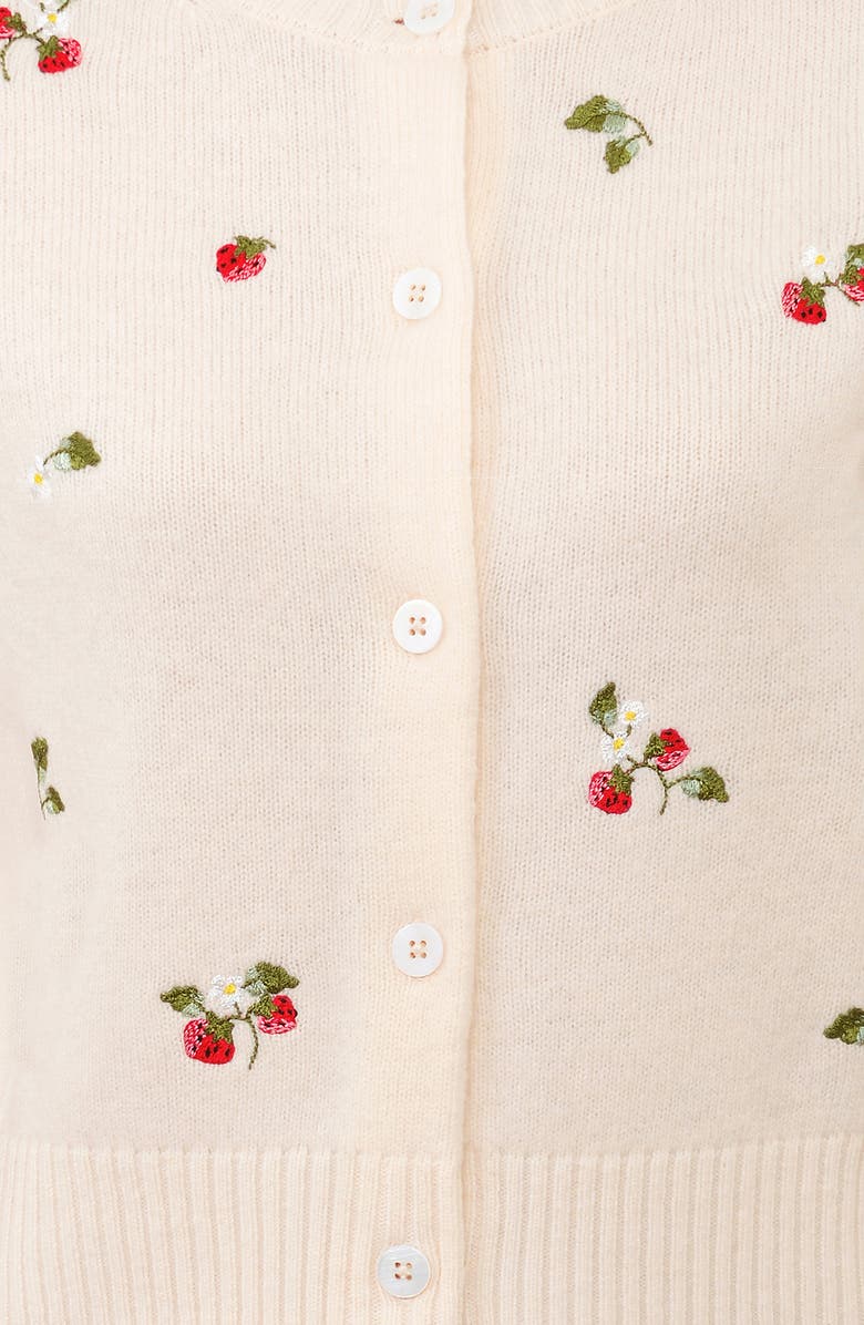 HOUSE OF CB Evalina Embroidered Wool Cardigan, Alternate, color, Cream